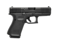 Pistolet Glock 19 kal. 9x19 Gen. 5 widok z boku, lufa skierowana w prawą stronę – klarowny obraz pokazujący dynamikę i solidność konstrukcji pistoletu.