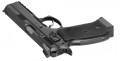 Pistolet CZ 75 SP-01 Shadow kal. 9x19 leżący poziomo, podkreślający nowoczesny styl i ergonomię broni.