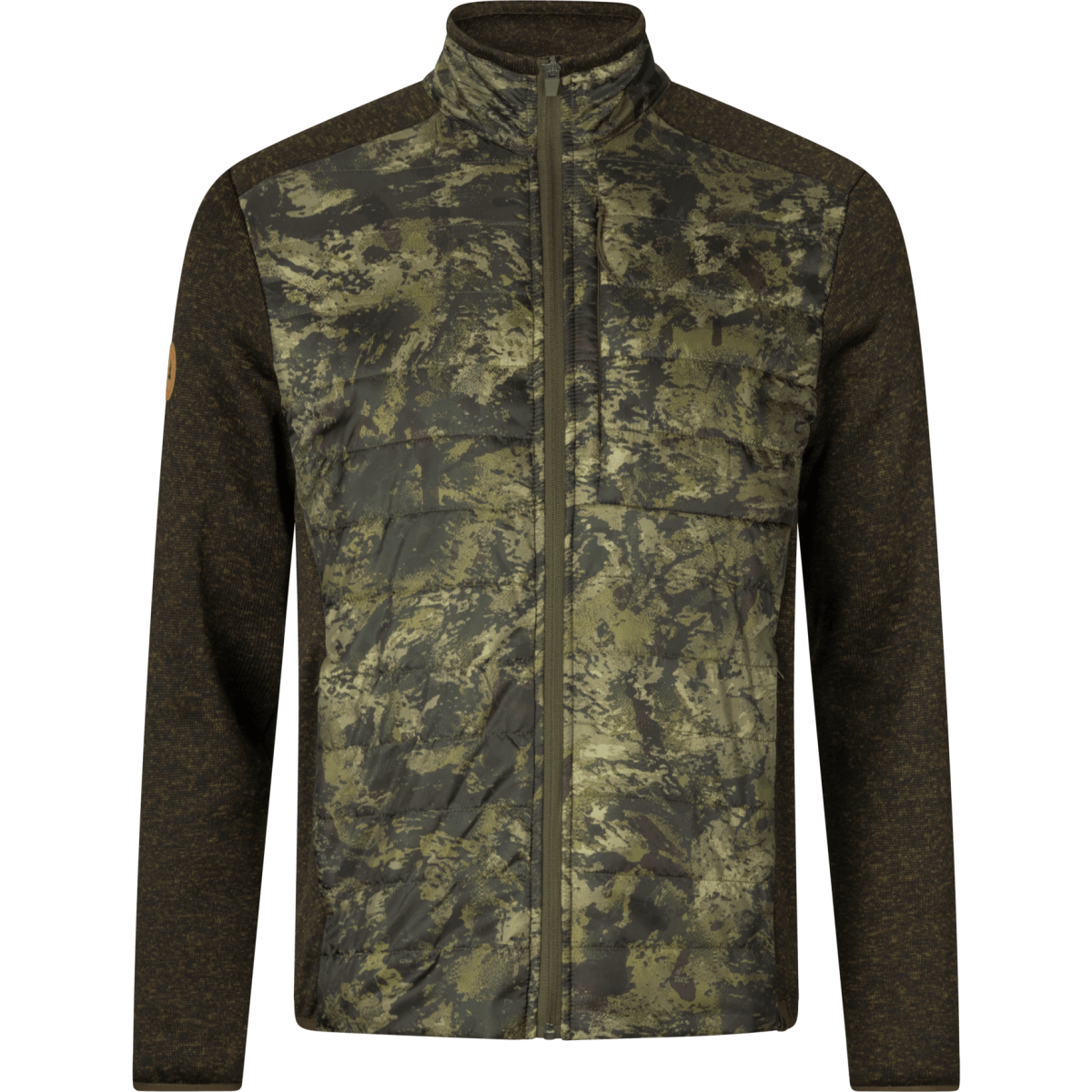 Kurtka Seeland Theo Hybrid Camo w kolorze kamuflażu, widok z przodu - idealna na polowanie i aktywności na świeżym powietrzu.