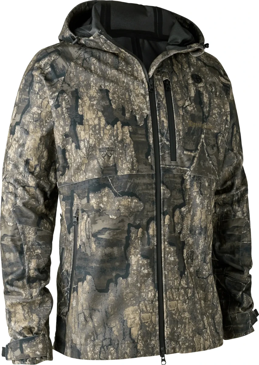 Kurtka PRO Gamekeeper Deerhunter Camo 5724 - przód, idealna do polowań, z kamuflażem w naturalnych kolorach.