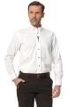 Mężczyzna w białej koszuli Tagart Koziołek, prezentujący elegancki krój z przodu, idealny na formalne i casualowe okazje.