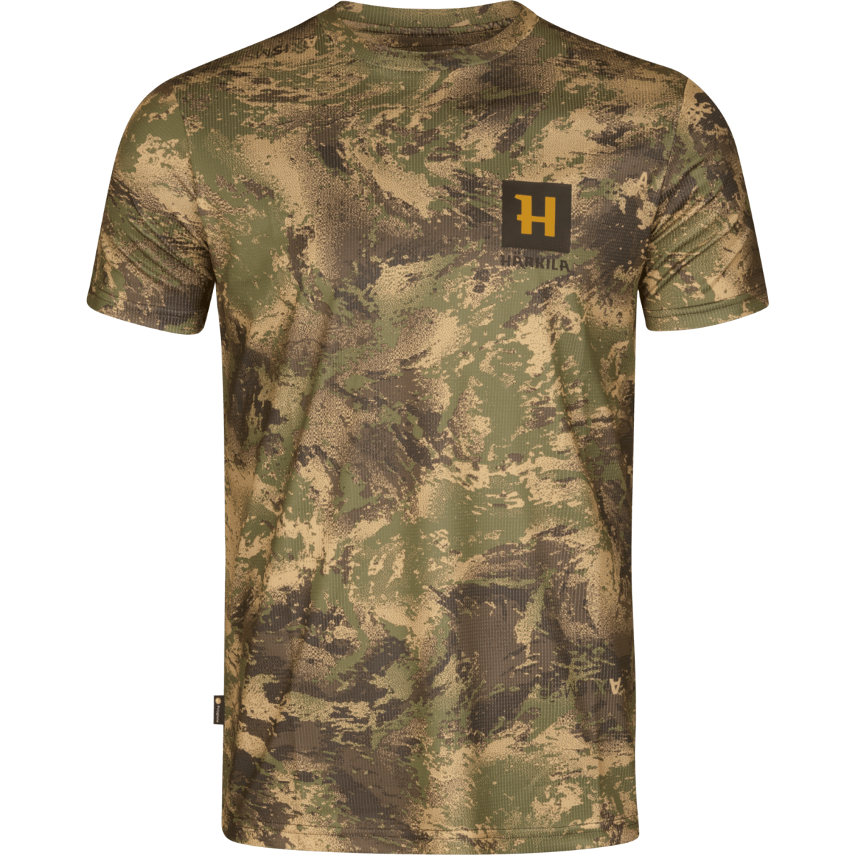 T-shirt Härkila Deer Stalker Camo - widok z przodu, idealny dla miłośników outdooru i polowania, wyróżniający się kamuflażem.
