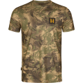 T-shirt Härkila Deer Stalker Camo - widok z przodu, idealny dla miłośników outdooru i polowania, wyróżniający się kamuflażem.