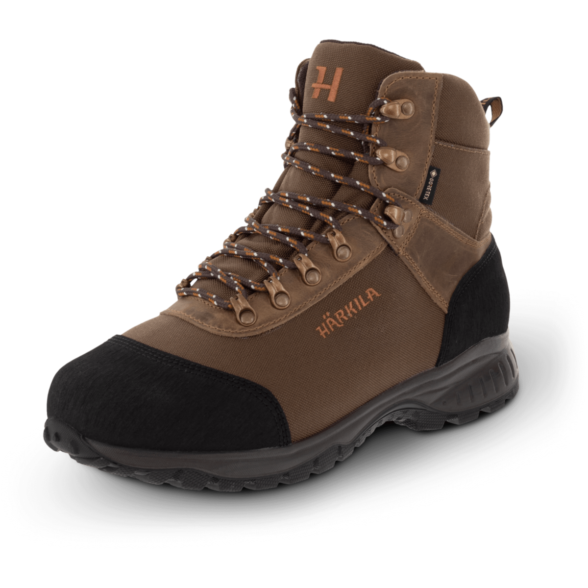 Buty Härkila Wildwood GTX MID - widok boczny z przodu, idealne na wyprawy w terenie.