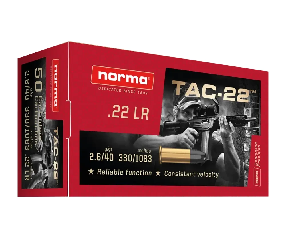 Opakowanie amunicji Norma kal. 22 LR TAC-22 - wysoka jakość i precyzja strzałów.