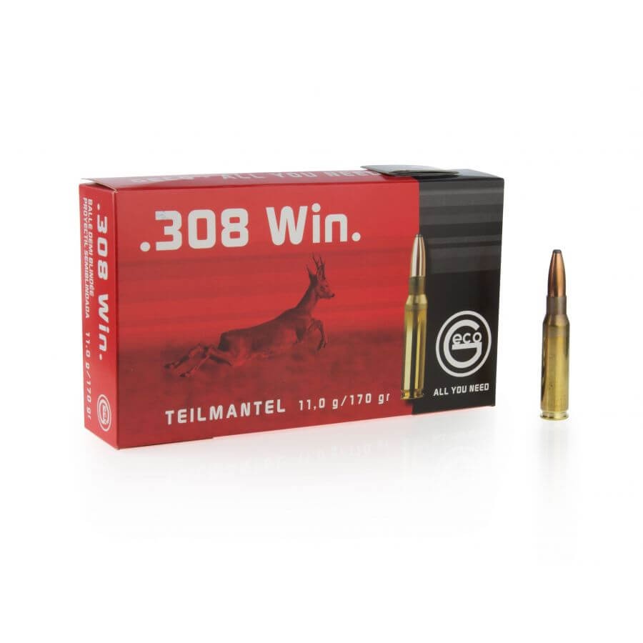 Amunicja Geco kal. 308 Win 11 g - opakowanie, wysokiej jakości naboje do strzelectwa sportowego i myśliwskiego.