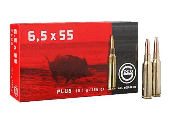 Opakowanie amunicji Geco kal. 6.5x55 Plus - wysokiej jakości nabój do strzelectwa precyzyjnego.
