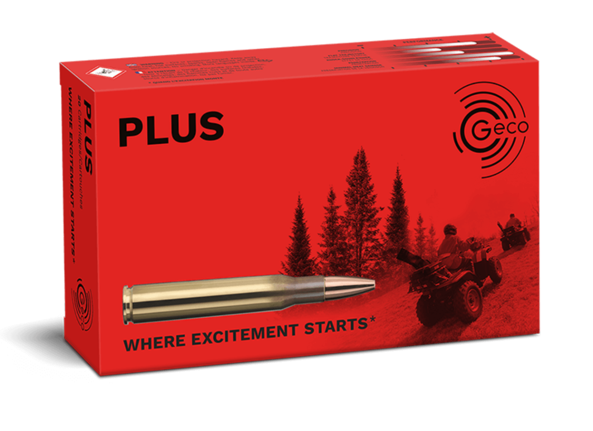Wysokiej jakości opakowanie amunicji Geco kal. 7x64 Plus, idealne do precyzyjnego strzelectwa i polowań.
