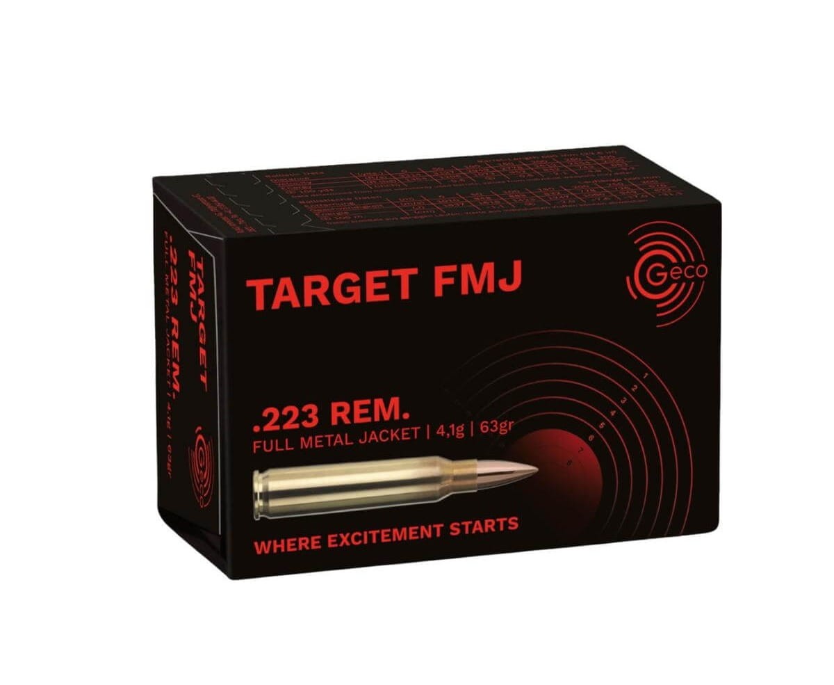 Opakowanie amunicji Geco kal. 223 Rem FMJ VM 4,1g - wysoka jakość i niezawodność dla strzelców.