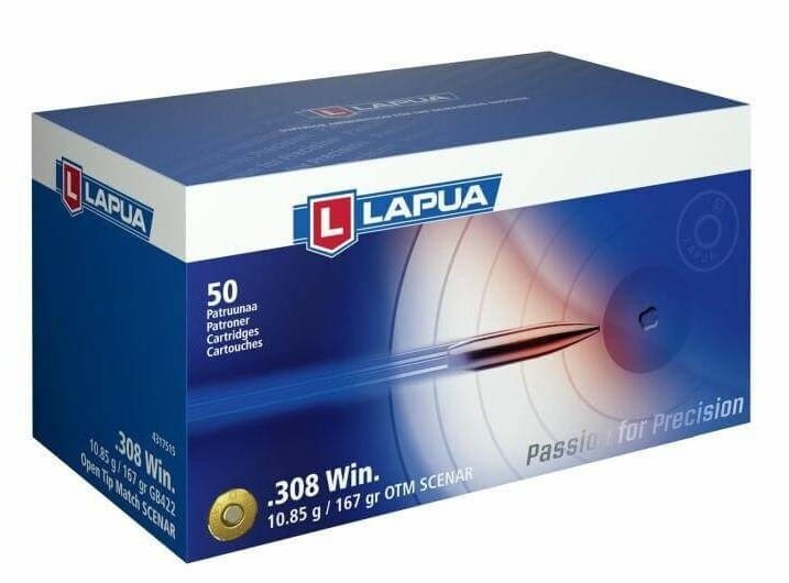 Opakowanie amunicji Lapua kal. 308 Win Scenar 10,85 g - wysoka jakość i precyzja, idealna dla strzelców sportowych i myśliwych długodystansowych.