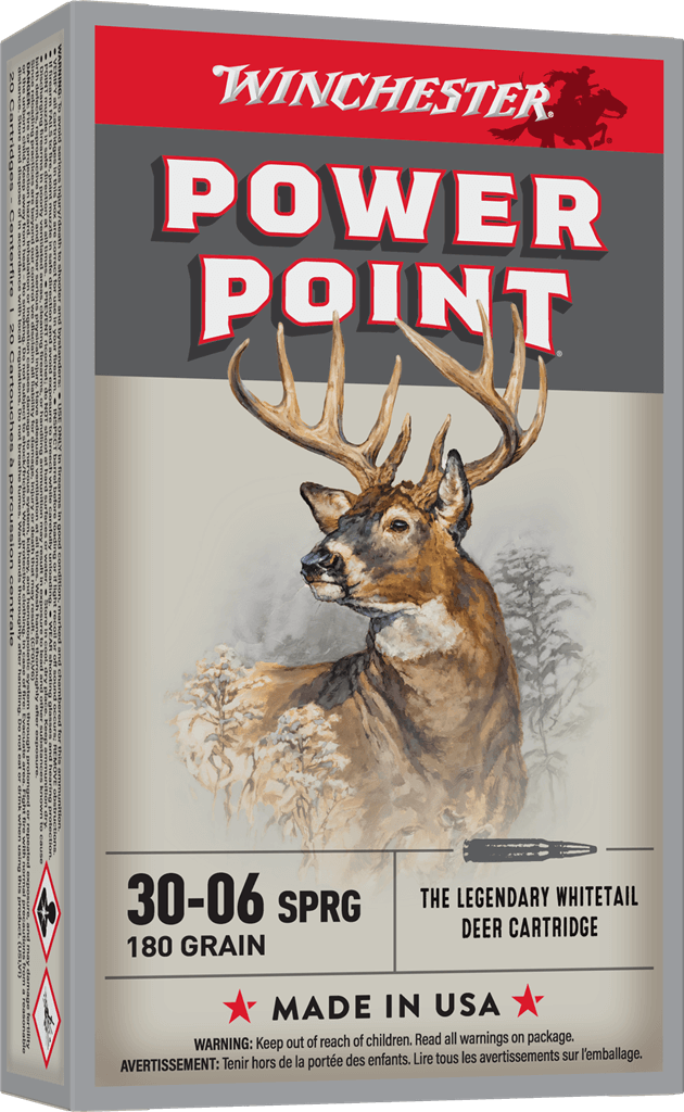 Przód opakowania amunicji Winchester kal. 30-06 Power Point 11,7 g - wyraźny design oraz informacje o produkcie