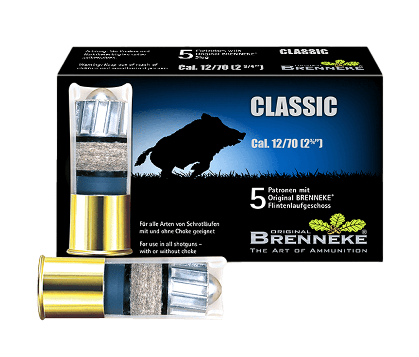 Opakowanie amunicji Brenneke Classic kal. 12/70 z nabojem - Wysokiej jakości amunicja śrutowa idealna do strzelectwa sportowego i myślistwa.