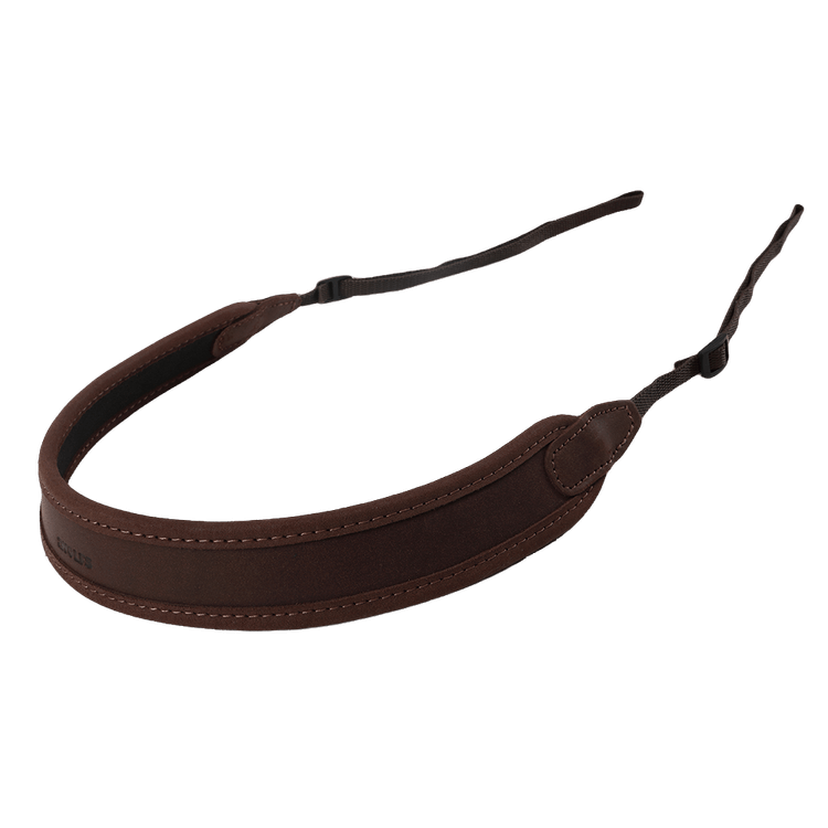 Pasek do lornetki Forest brązowy 2WOLFS - podszyty neoprenem i obszyty lamówką.
