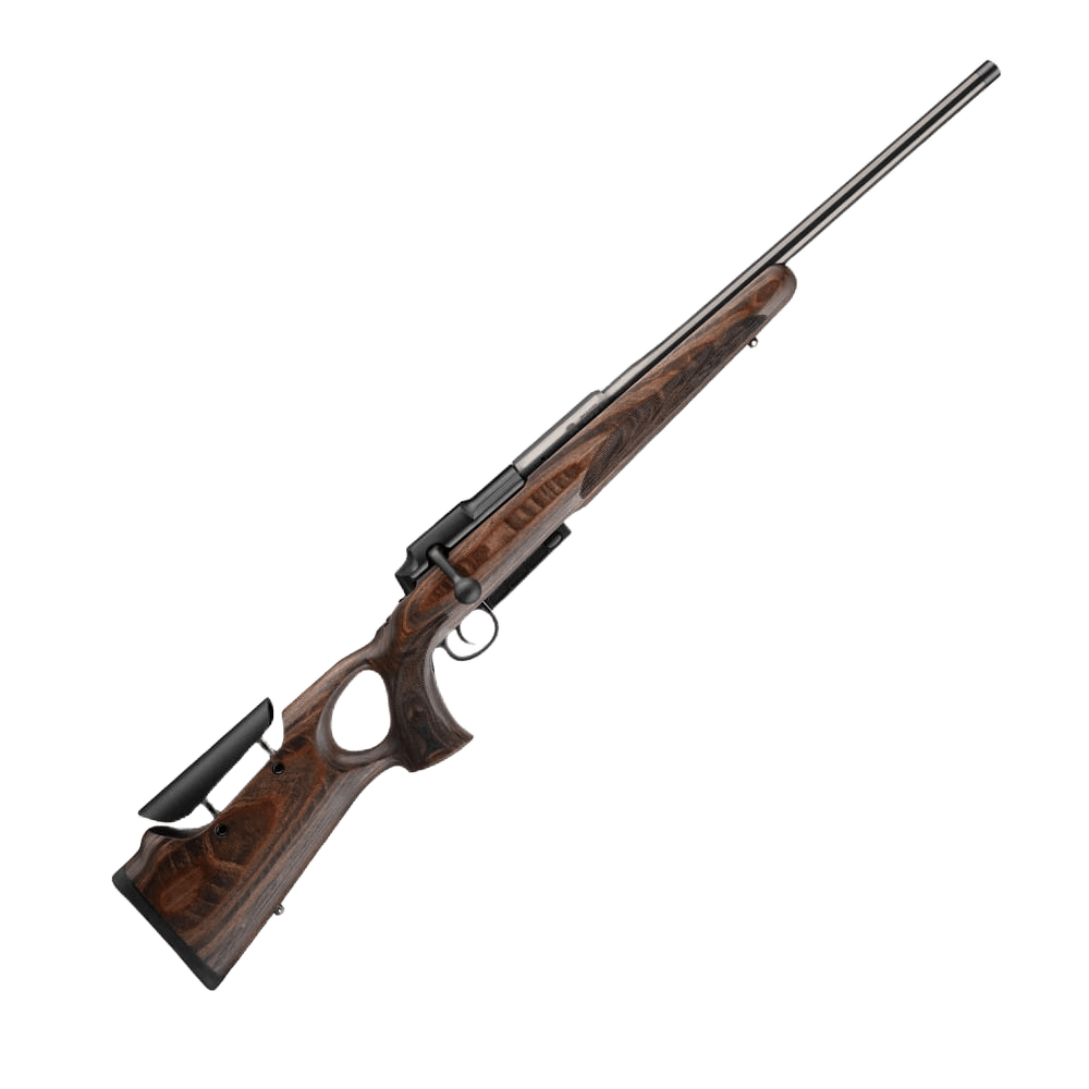 Sztucer Mauser 25 Max, widok z boku, lufa skierowana pod kątem w prawą stronę, pokazuje wygodę i ergonomię