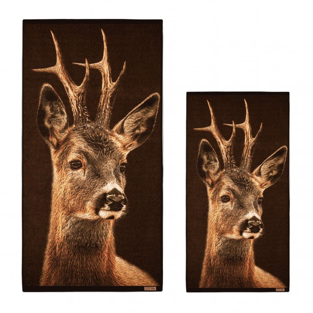 Ręcznik KOZIOŁ z przodu, ukazujący realistyczny nadruk i naturalny styl. Idealny do łazienki.