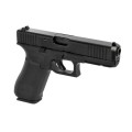 Pistolet Glock 17 Kal. 9X19 Gen. 5 widok z prawej strony pod kątem, eksponujący detale tekstury chwytu i mechanizmu spustowego.