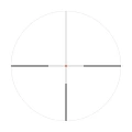 Widok siatki celowniczej w drugim planie (SFP) lunety Grizzly Pro – cienki krzyż z ultrajasnym punktem światłowodowym (Fiber), który nie przesłania celu.