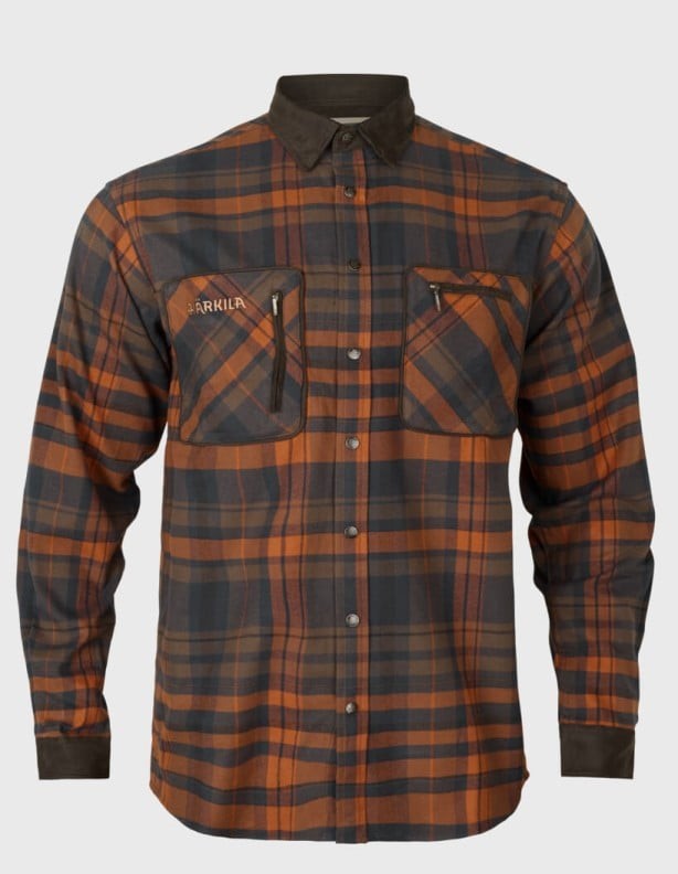 Koszula flanelowa Härkila Pajala w kolorze Bombay Brown – klasyczna koszula myśliwska w kratę, wykonana z grubej i miękkiej bawełny czesanej.