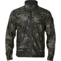 Dwustronny polar Härkila Kamko Noctyx WSP w ciemnym kamuflażu AXIS MSP® Black – profesjonalna kurtka wiatroszczelna z membraną GORE-TEX INFINIUM™ do polowań nocnych.