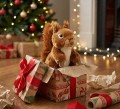 Pluszowa wiewiórka uni toys zapakowana w opakowanie prezentowe. Idelany prezent na święta!