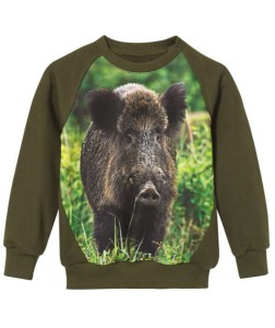 Zielona bluza z dzikiem dla dzieci WADERA