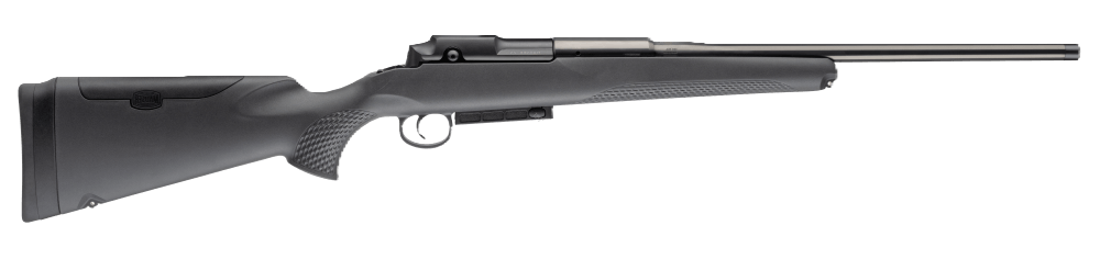 Sztucer Mauser 25 Extreme, widok z boku, lufa skierowana w lewo, pokazuje wysokiej jakości materiały i spasowanie broni