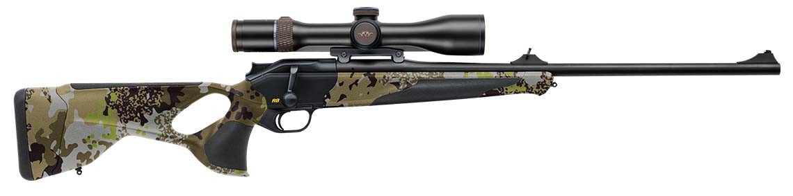Sztucer dwutaktowy Blaser R8 Ultimate HunTec Camo. Cała sylwetka z osadą thumbhole i systemem iC - Sklep Ostoja24