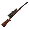 Dwutaktowy sztucer Blaser R8 Silence z lufą 625 mm. Cała sylwetka broni ze zintegrowanym tłumikiem - Sklep Ostoja24