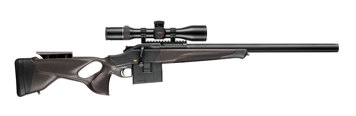 Sztucer dwutaktowy Blaser R8 Ultimate X Silence Leather. Cała broń z 10-nabojowym magazynkiem i tłumikiem - Ostoja24