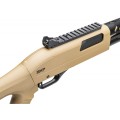 Widok z góry na strzelbę Winchester SXP XTREM Dark Earth. Aluminiowa baskila i profilowana szyna celownicza