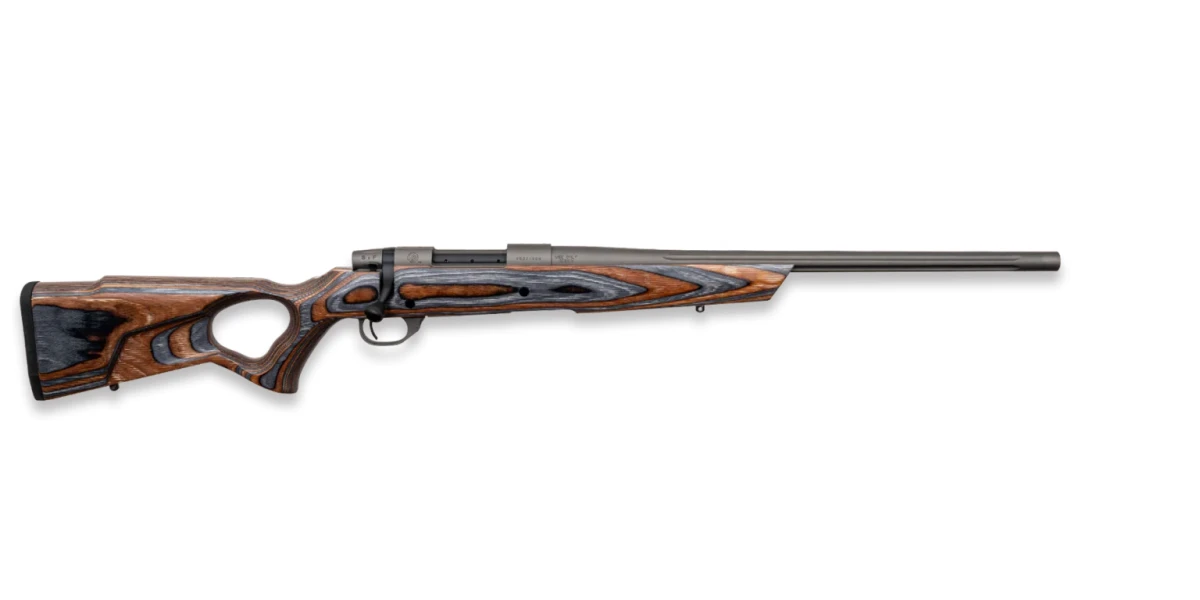 Prawy profil sztucera Weatherby Vanguard Spike Camp. Widoczny zamek i laminowana osada Boyds typu Thumbhole