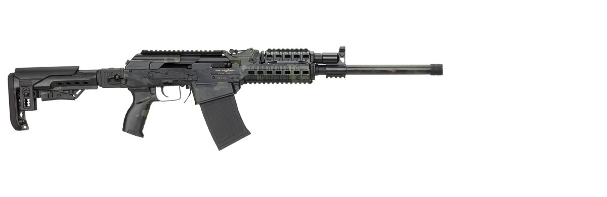 Półautomat śrutowy Armsan RS-S1 TELESCOPIC MULTICAM BLACK. Cała sylwetka strzelby AK w kamuflażu - Sklep Ostoja24