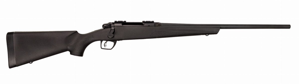 Sztucer powtarzalny Remington 783 Synthetic. Cała sylwetka z czarną osadą i swobodnie pływającą lufą - Ostoja24
