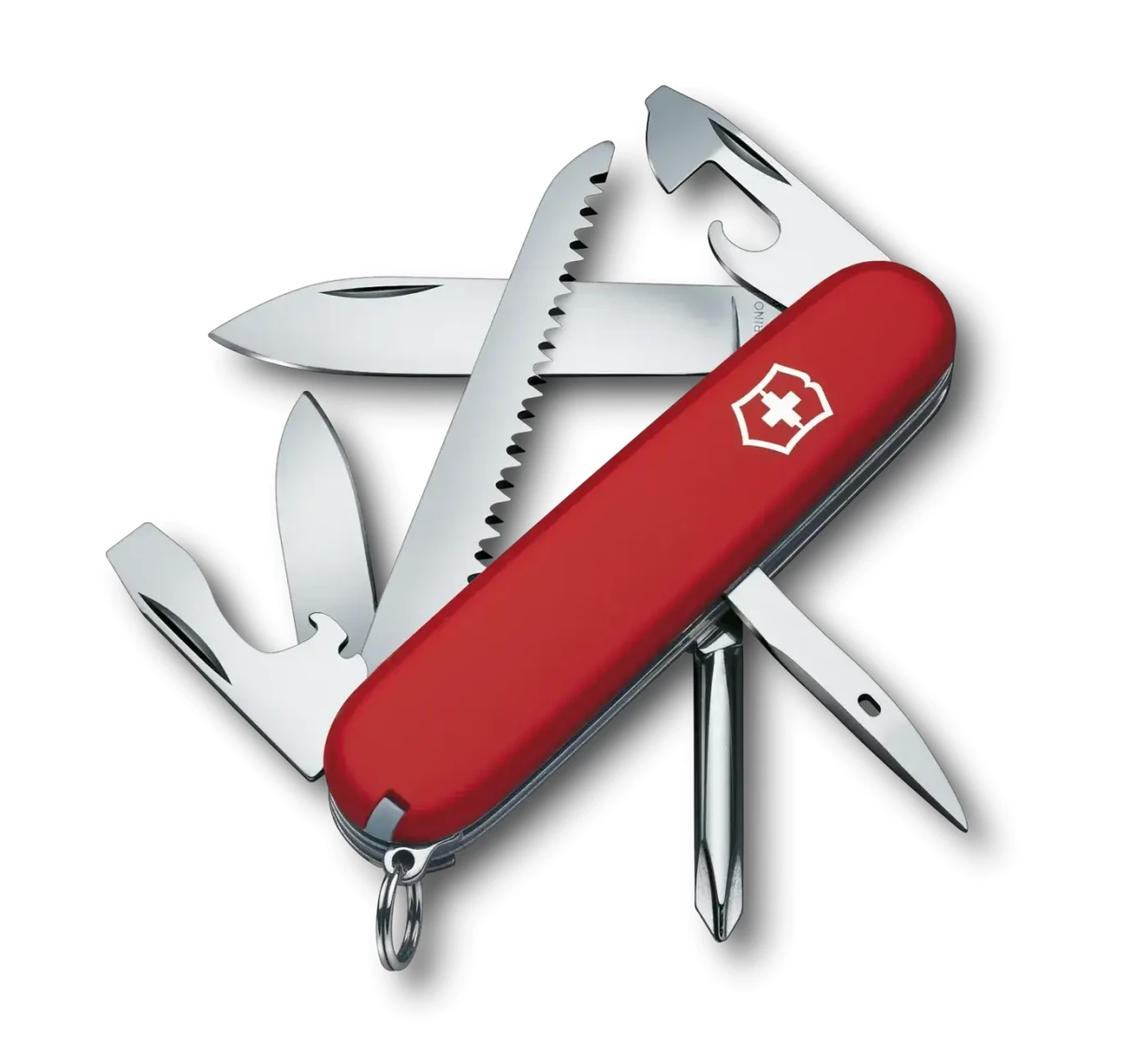 Scyzoryk Victorinox Hiker 1.4613 z rozłożonymi narzędziami, prezentujący funkcjonalny design i wysoką jakość wykonania, idealny do turystyki i outdooru.