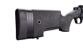 Nowa osada X Stock w karabinie Bergara BMR-X Steel Rifle. Widoczny pionowy chwyt, wysoka baka policzkowa i płaskie łoże ułatwiające stabilne oparcie broni.