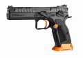 Ręcznie pasowany pistolet CZ TS 3 Orange 9x19 mm. Ciężka lufa Bull, wyczynowy spust SA i perfekcyjne wyważenie (1450g). Gotowy na zawody IPSC Standard.