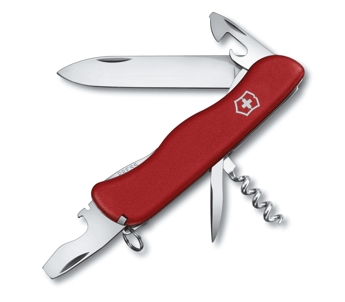 Rozłożony scyzoryk Victorinox Picnicker 0.8353 z pełnym zestawem narzędzi, idealny do biwakowania i pikników.