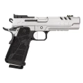 Pełna sylwetka sportowego pistoletu Kimber 2K11 COMP STAINLESS OR kaliber 9x19 mm. Widok boczny ukazuje zamek z surowej stali nierdzewnej oraz pełnowymiarowy, aluminiowy szkielet platformy 2011.