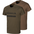 Härkila Logo 2-Pack T-shirt w kolorach willow green i slate brown – widok z przodu, idealne dla miłośników stylu outdoorowego, modne i funkcjonalne koszulki.
