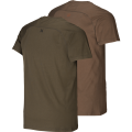 Härkila Logo 2-Pack T-shirt w kolorach willow green i slate brown – widok z tyłu, doskonałe koszulki na letnie wyprawy i codzienne użytkowanie.