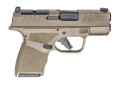 Pełna sylwetka mikrokompaktowego pistoletu HS H11 Hellcat OSP 9x19 mm w kolorze pustynnego brązu AFDE, prezentująca stalowy zamek i polimerowy szkielet stworzony do skrytego noszenia broni.