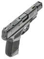 Detal ergonomicznego chwytu w pistolecie HS H11 Hellcat CC. Wyraźna tekstura na polimerowym szkielecie gwarantuje strzelcowi pewne i stabilne ułożenie w mokrych dłoniach.
