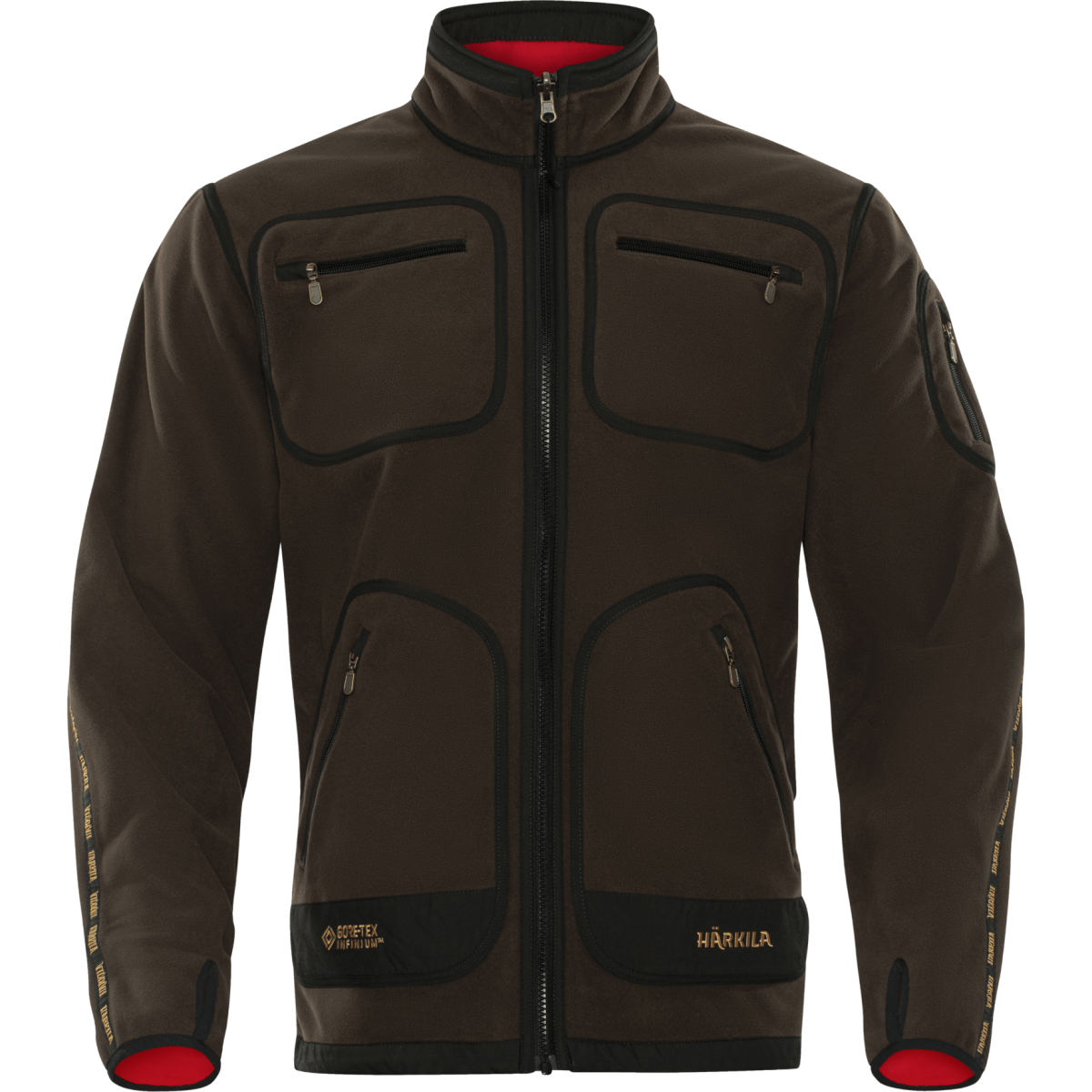 Kurtka Härkila Kamko polarowa brązowa, widok z przodu. Stylowy design idealny na outdoorowe przygody.