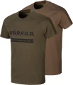 Härkila Logo 2-Pack T-shirt w kolorach willow green i slate brown – widok z przodu, idealne dla miłośników stylu outdoorowego, modne i funkcjonalne koszulki.