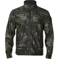 Dwustronny polar Härkila Kamko Noctyx WSP w ciemnym kamuflażu AXIS MSP® Black – profesjonalna kurtka wiatroszczelna z membraną GORE-TEX INFINIUM™ do polowań nocnych.
