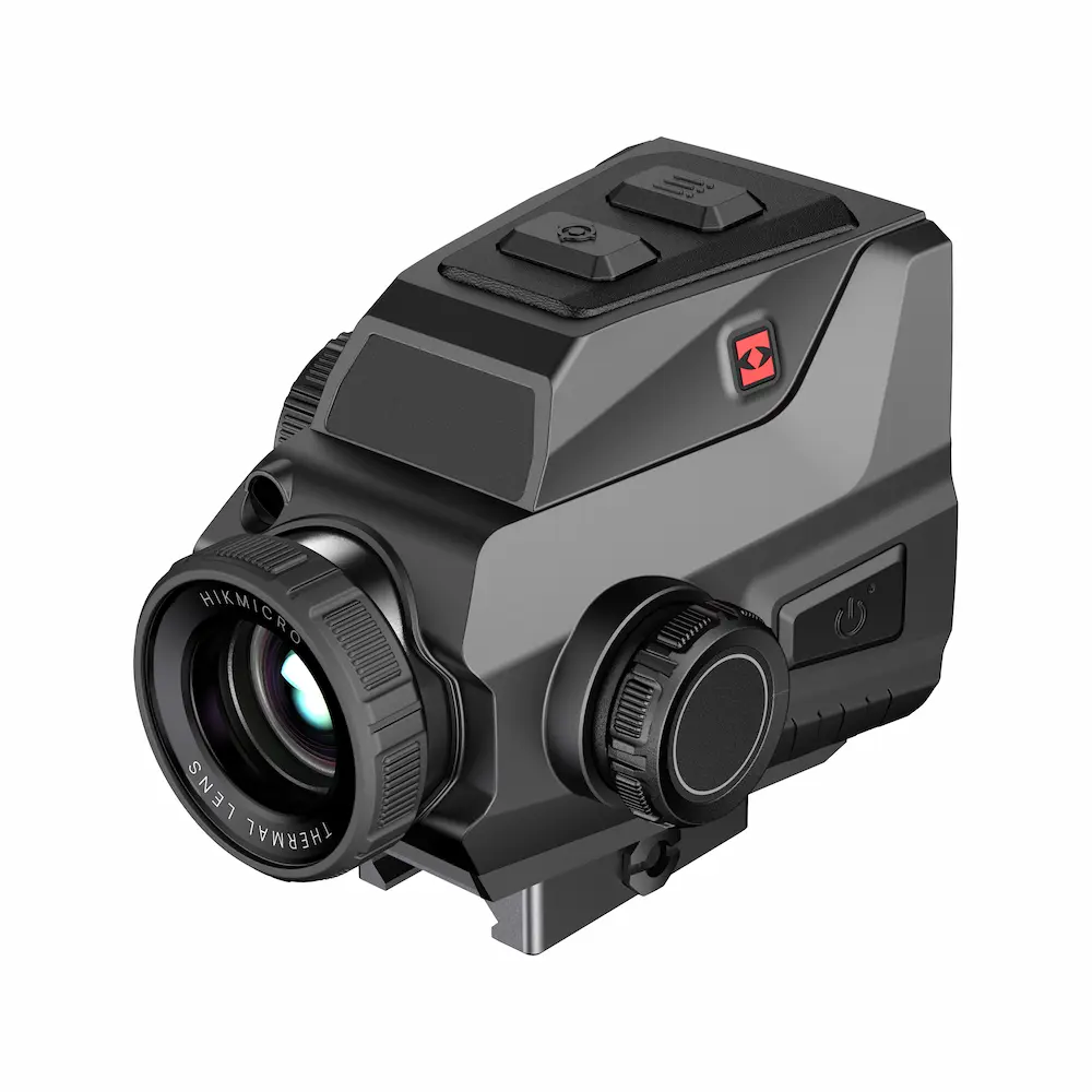 Kolimator termowizyjny HIKMICRO HIKTac TC19 na szynie Picatinny. Kompaktowy celownik z ekranem AMOLED do dynamicznych polowań i ASG.