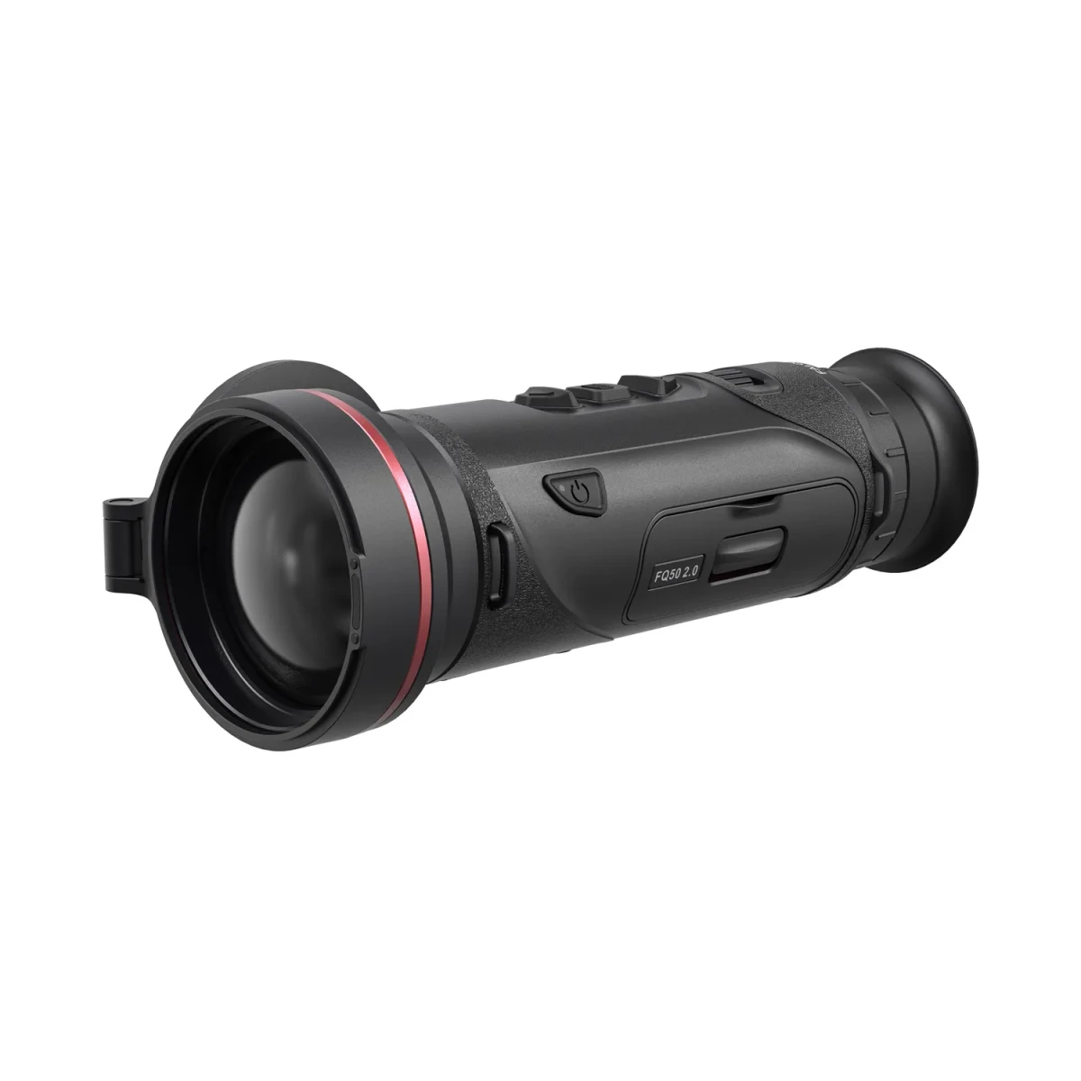 Monokular termowizyjny HIKMICRO Falcon FQ50 2.0 zaprezentowany w pełnej okazałości, ukazujący nowoczesny, cylindryczny korpus i duży obiektyw 50 mm o jasności F1.0.