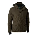 Pełna sylwetka przodu męskiej kurtki myśliwskiej Deerhunter Heat Game Jacket w kolorze Wood, prezentująca bezszelestny materiał zewnętrzny z technologią Silent oraz ergonomiczny, wygodny krój do lasu.