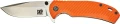Rozłożony nóż Skif Sturdy II SW Orange. Klinga Drop Point ze stali 9Cr18MoV z matowym wykończeniem Stonewash i pomarańczowa rękojeść G-10.