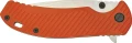 Złożony nóż EDC Skif Sturdy II SW Orange. Kompaktowa budowa z antypoślizgowym laminatem G-10, flipper i otwór na linkę zabezpieczającą.